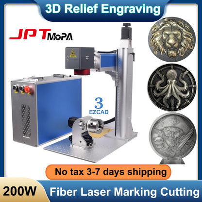 2.5D 300W Fiber Laser Marking Machine 200W JPT Mopa 3D Relief Laser Deep Engraving Ezcad3 Cutting Jewelry Engraving Metal 100W