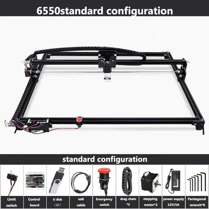 Black CNC 6550 2-Axis NEW CNC Engraving Machine Work Area 65*50cm 20w Laser Engraver With Emergency Stop For Cut Wood MDF