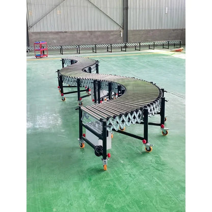 Electric retractable roller conveyor for warehouse loading and unloading