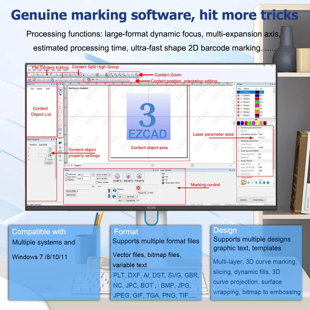 2.5D 300W JPT Mopa Fiber Laser Marking Cutting Machine 3D Relief Deep Engraving for All Metal 200W Fiber Laser Deep Engraver