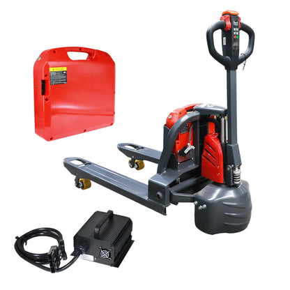 Full Electric Pallet Jack - 4400lbs Cap. Lithium Battery Powered Pallet Trucks 48"x27" Fork Size Lift Jacks for Narrow Spaces