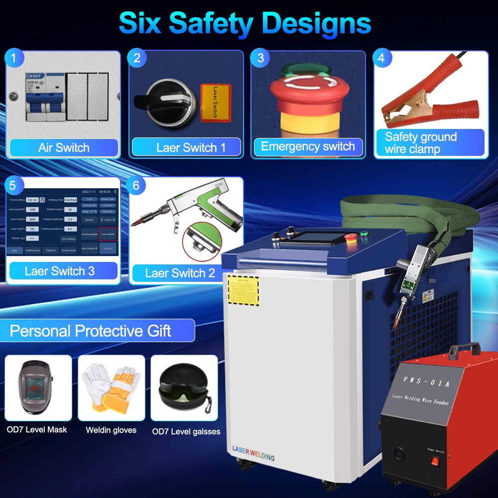Double Wobble Laser Welder 1500W Raycus 4 in 1 Laser Cleaning Welding Cutting for Metal Handheld Fiber Laser Welding Machine