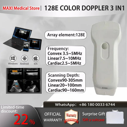 Portable Wireless Ultrasound Probe scanner machine WIFI ultrasound scanner Machine support iOS Android Windows free suitcase