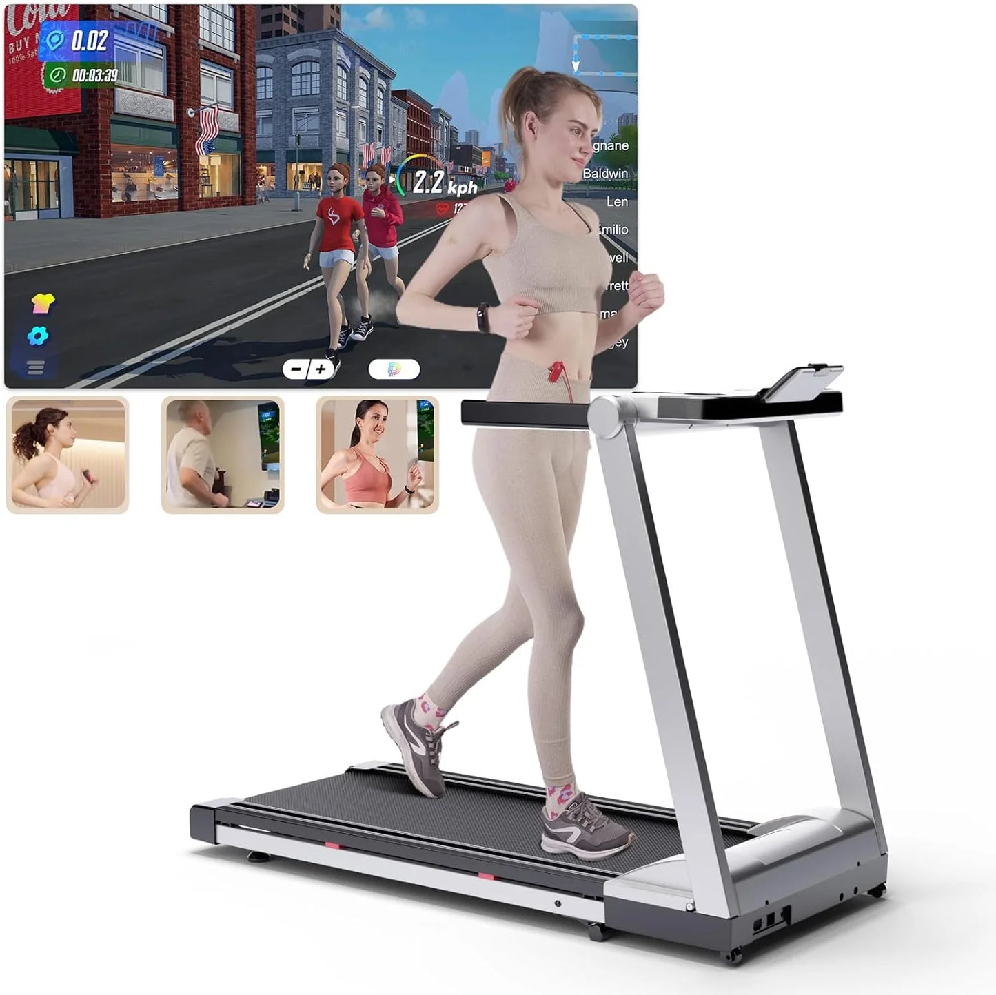 3.5HP Foldable Treadmill 350lbs Adjustable 6% Incline Walkingpad for Home/Office LCD APP Data Treadmills 10MPH Exercise Machine
