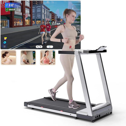 3.5HP Foldable Treadmill 350lbs Adjustable 6% Incline Walkingpad for Home/Office LCD APP Data Treadmills 10MPH Exercise Machine