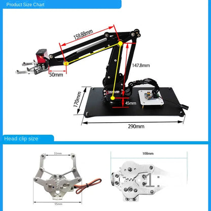 4 DOF Robot Arm with Metal Rotating Big/Small Base For Arduino ESP32 Robot DIY Kit Manipulator Claw Programmable Robot Projects