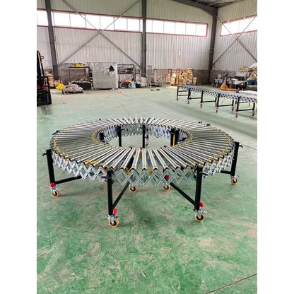 Electric retractable roller conveyor for warehouse loading and unloading