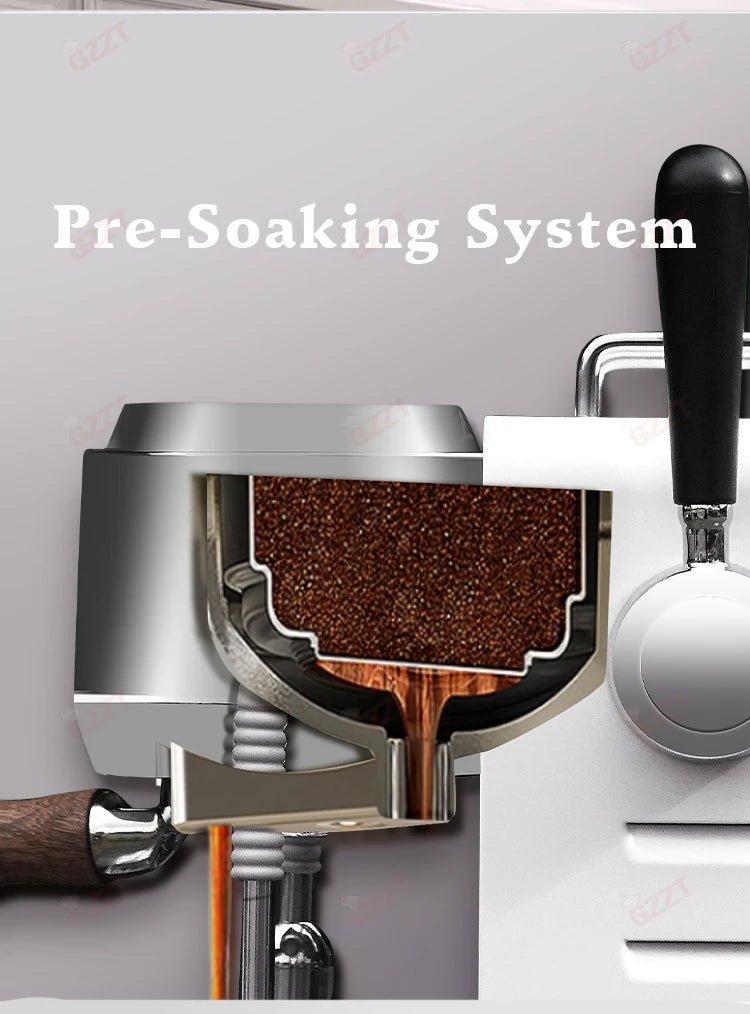 GZZT Mini Commercial Coffee Machine Semi-automatic Espresso Maker 2 Pump 2 Boiler Extract Coffee and Milk Foam at the same time
