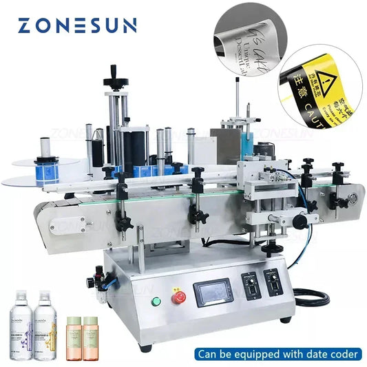 ZONESUN ZS-TB500A Automatic Label Applicator Jar PET Round Bottle Labeling Machine with Date Coder