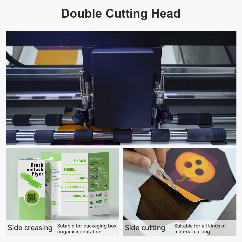 MSServo Motor A4 A3 A3+ Double Dual Head Label Sticker Cutting Machine With Automatic Digital Die Cutter Paper Box Cutting