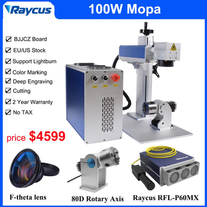 100W Raycus Mopa Fiber Laser Marking Machine Deep Laser Engraving Laser Cutting Jewelry Silver Gold All Metal 60W Laser Engraver