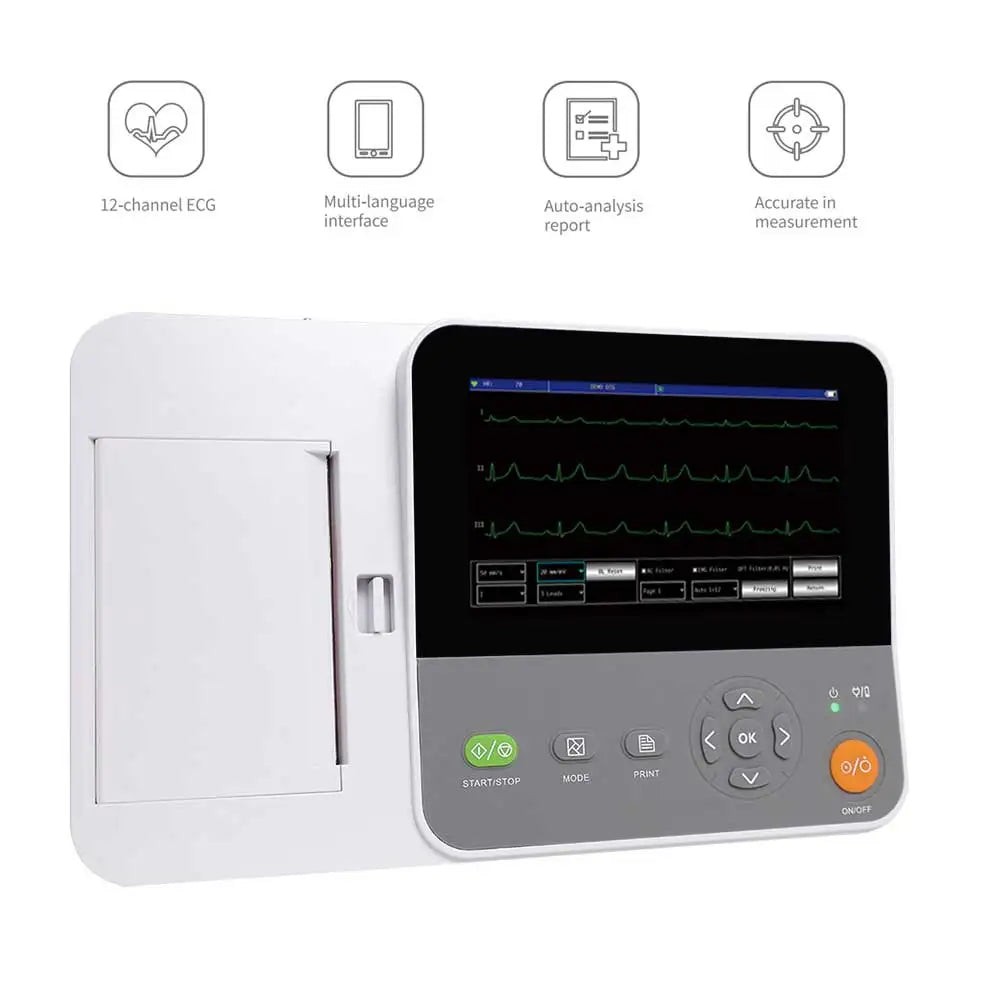 Portable E6 VET Veterinary Digital 6 Channel 12 lead ECG Monitor EKG Machine, Touch Electrocardiograph, USB PC Software