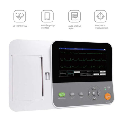 Portable E6 VET Veterinary Digital 6 Channel 12 lead ECG Monitor EKG Machine, Touch Electrocardiograph, USB PC Software