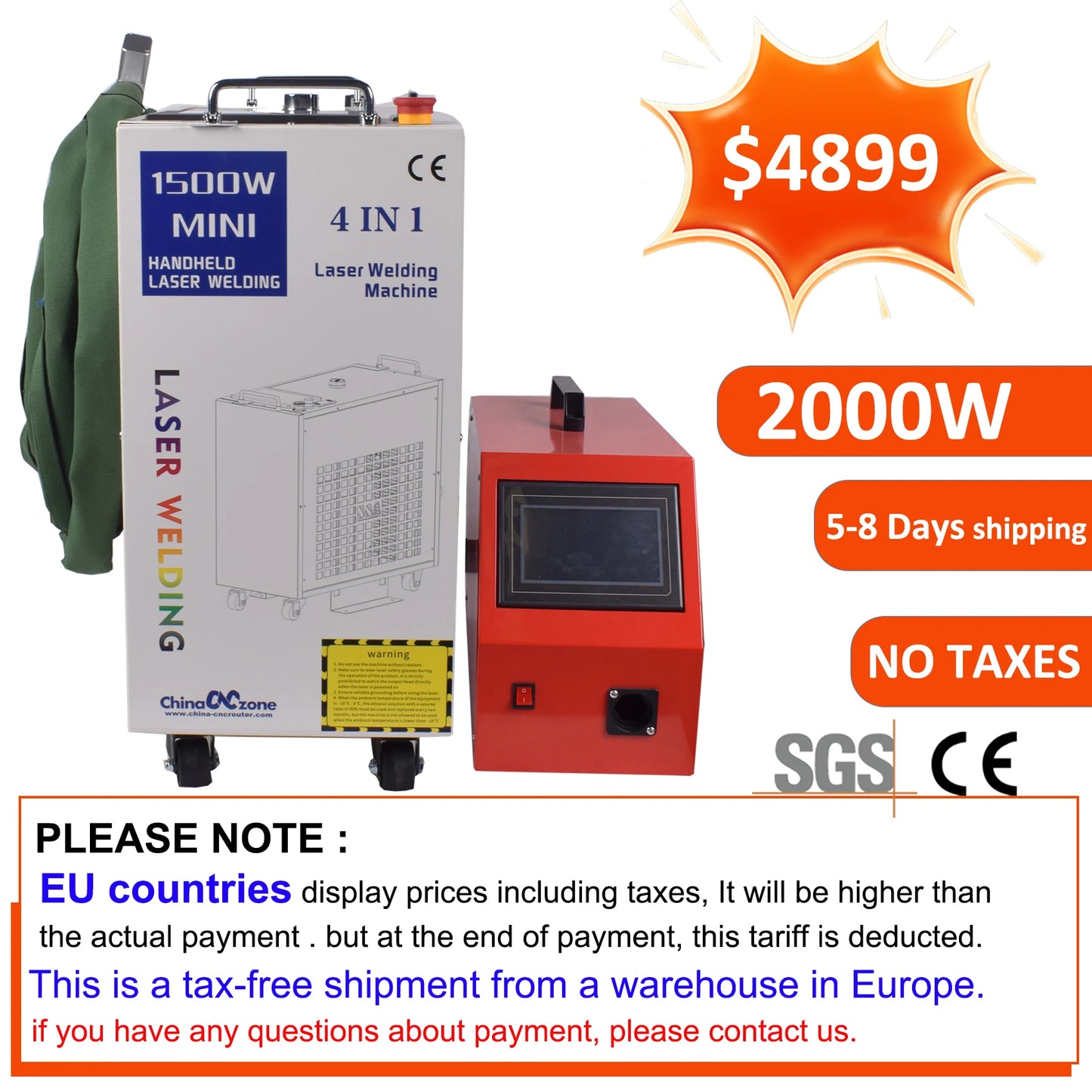 2000W BWT Fiber Laser Welding Machine 1500W Handheld 4 in 1 Welding Cleaning Cutting Soldering Machine Laser Welder for Metal