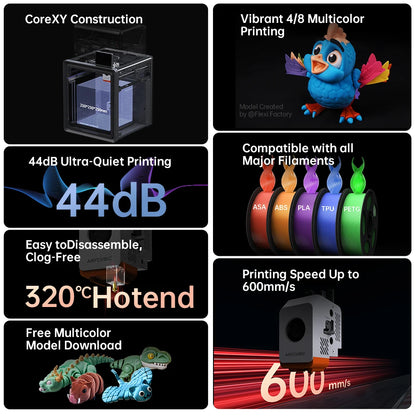 Anycubic Kobra S1 Combo AE Version Multi-Color 3D Printer Max Speed 600mm/s Core XY Stable Structure High Precision  3D Printer