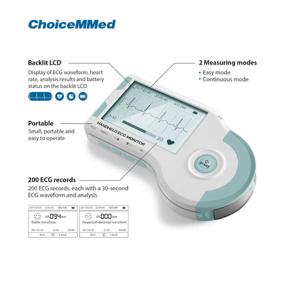 ChoiceMMed Handheld ECG Monitor EKG Real-time Monitoring Of Heart Rate Holter Continuous Measurement Electrocardiogram