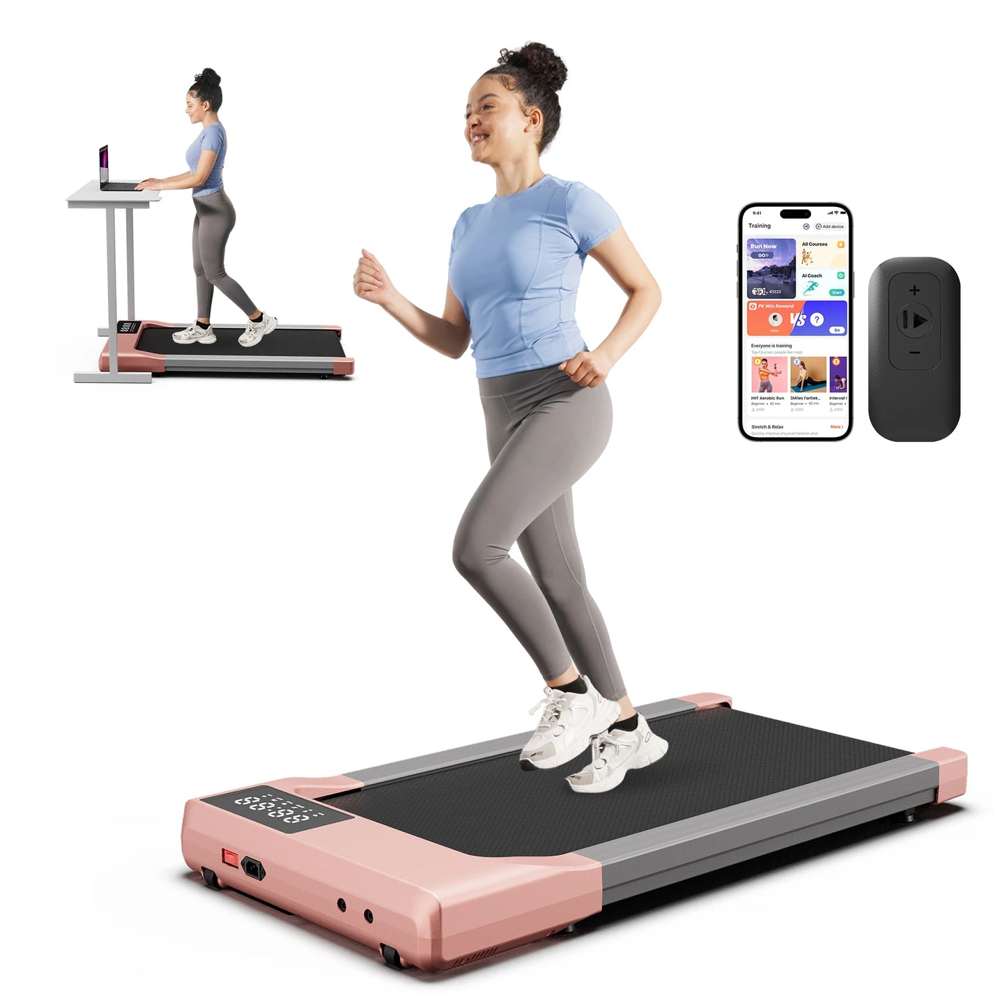 3-in-1 Portable Treadmill with Remote Cntrol LED Display 2.5HP Silent Walkingpad Jogging Machine for Home Office 300LBS Capacity