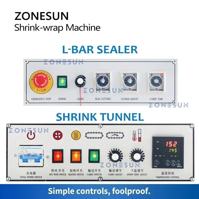 ZONESUN ZS-SPL3 Automatic L-Bar Sealer Shrink Wrap Machine with Shrink Tunnel for Carton & Product Packaging