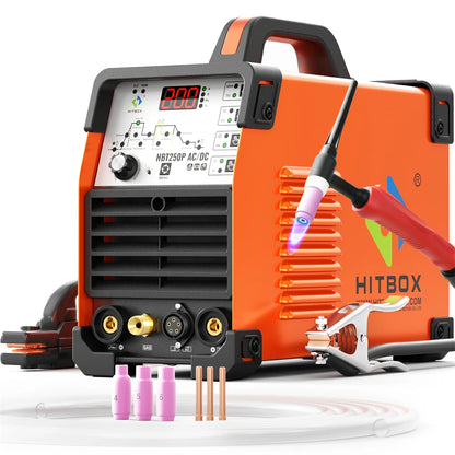 HITBOX HBT250P AC/DC Aluminium Tig Welding Machine IGBT Inverter 2T/4T HF TIG/MMA ARC Stick Argon Precise Digital Pulse Welder