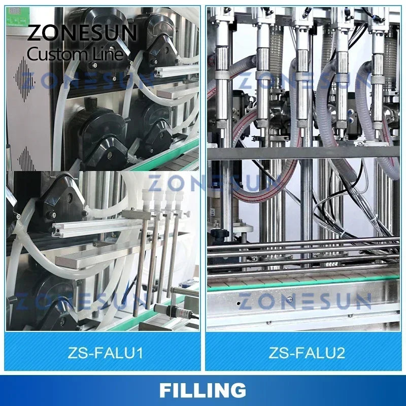 ZONESUN Custom Production Line Bottle Liquid Olive Oil Paste Filling Capping Labeling Machine Packaging Solution ZS-FALU1