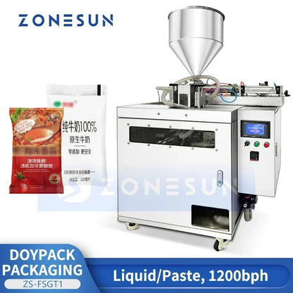 Zonesun Doypack Packaging Machine Automatic Liquid Pouch Filling and Sealing Machine Piston Filler ZS-FSGT1