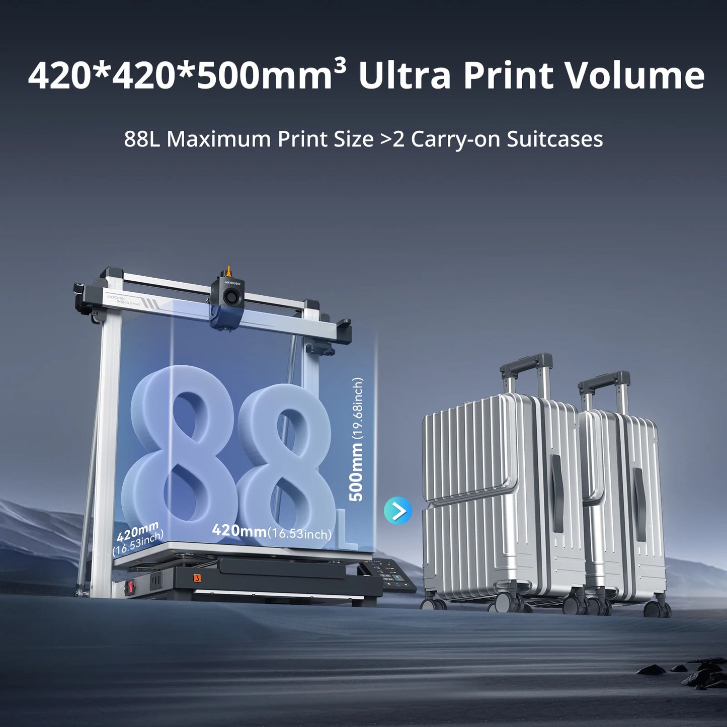 ANYCUBIC Kobra 3 Max AE Version Multi-Color 3D Printer Max Speed 600mm/s Massive Build Volume 500*420*420mm Smart APP Control