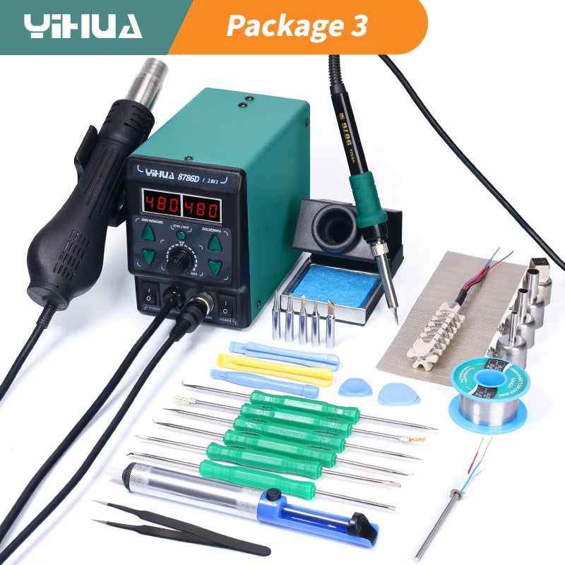 YIHUA 8786D Soldering Iron Hot Air Soldering Station DIY Digital Rework Station Phone Repair BGA SMD Solder Tool Welding Station