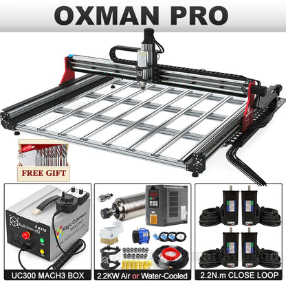 BulkMan3D OXMAN 4-Axis CNC Router Kit with Closed-Loop 20K Speed SFU1610 Ball Screw Dual Linear Rails for Metal Wood Plastic DIY