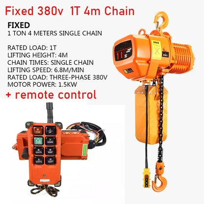 New 220V/1100W/1500W Portable Overhead Electric Chain Hoist Crane Fixed Single Chain Industrial Hoist Chain Hoist Lifting