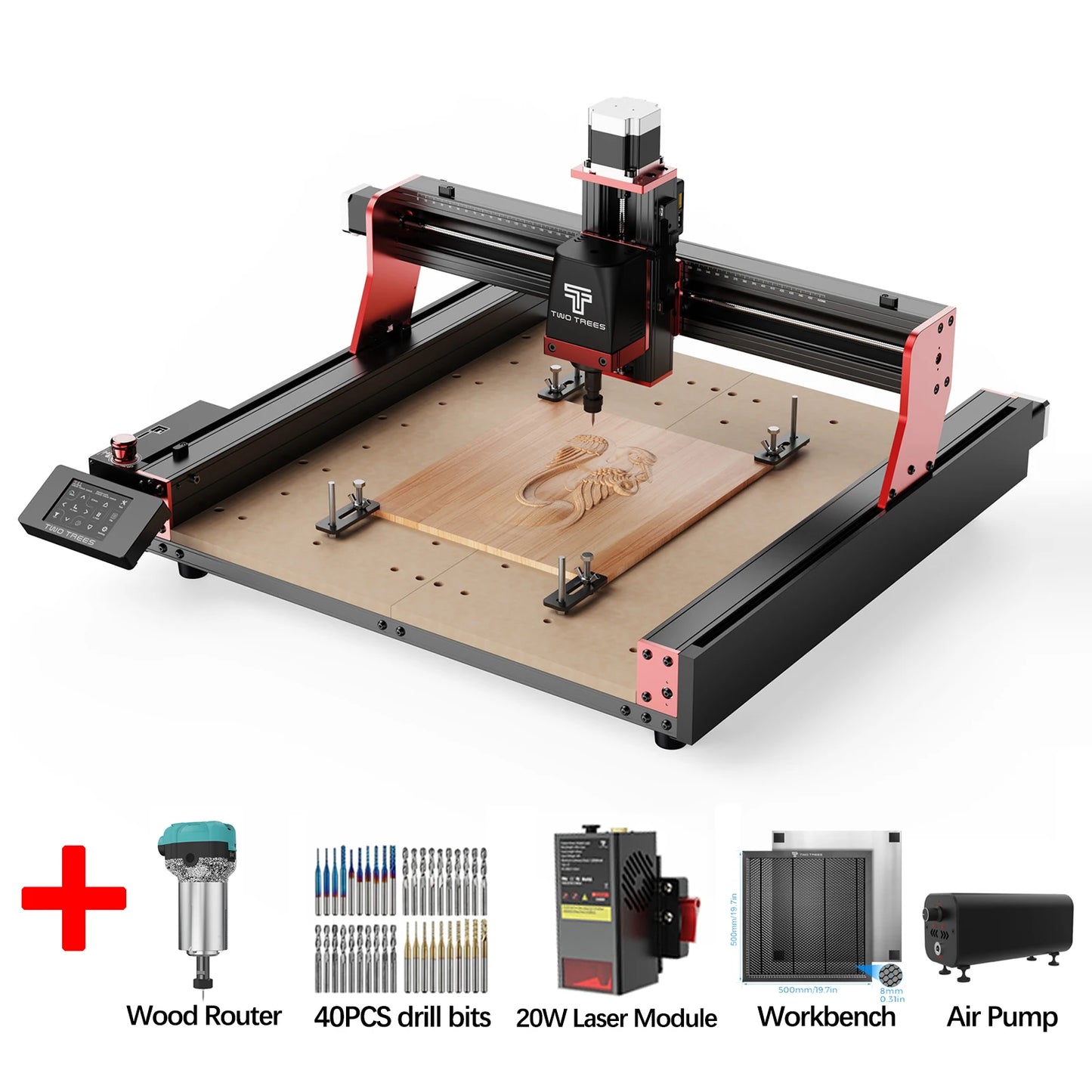 Twotrees TTC450 PRO 3-Axis/4-Axis CNC Router Milling Cutting Machine GRBL Laser Engraver For Wood Acrylic PCB PVC MDF Metal