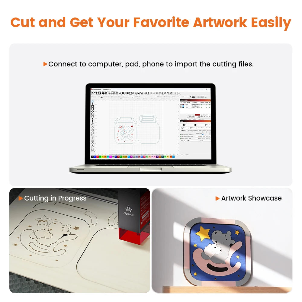 Ortur Laser Cutting Machine 10W High-density Laser Cutter High-speed 15000mm/min Air Assist Cut Through 30mm Acrylics 20mm Wood