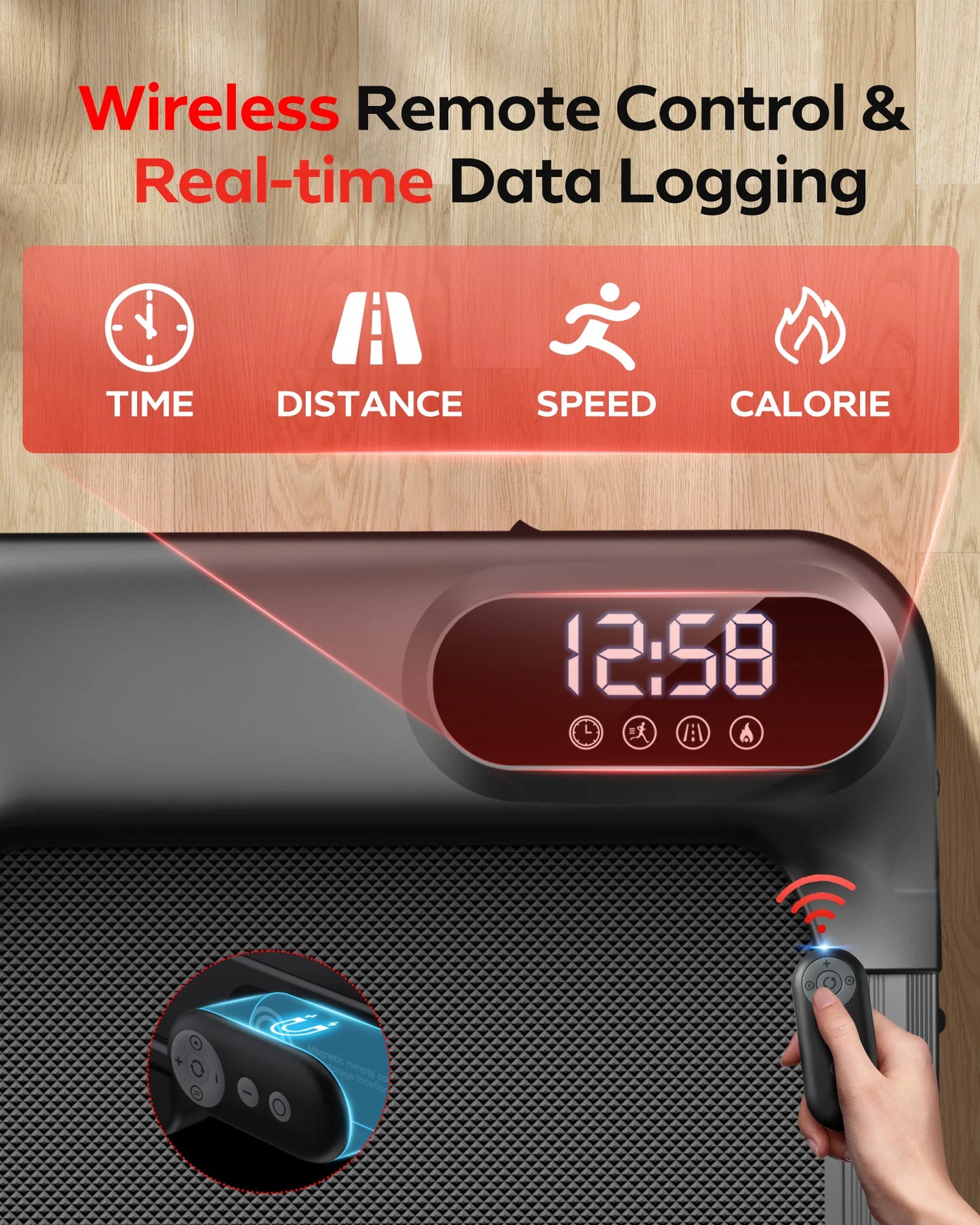 2.5 HP Incline Under-Desk Treadmill, Triple Knee Protection, with App and Remote Controls