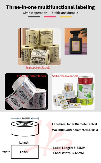 Labeling Machine Printable Anti-counterfeiting Tag Sticker Transparent Labeler Semi-automatic Self-adhesive Tools for Packaging