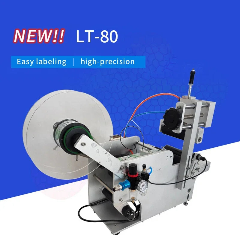 LY Semi-Auto LT-80 Circular Labeling Machine High Precision Round Bottle Label Sticker Equipment 40-100mm Container Diameter