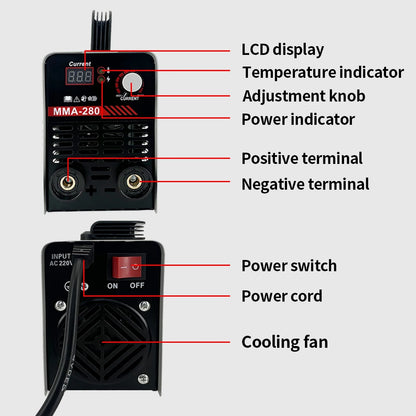MMA 280 Welding Machine 220V EU Plug ARC LED Digital Display DC Inverter Portable Welder Tools Welding Equipment For Household