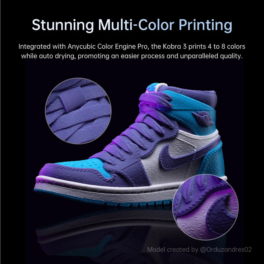 ANYCUBIC Kobra 3 FDM Max 600mm/s Print Speed 3d Printer 25-Point Automatic Leveling With 9.8 x8.7 x 8.7inch Print Size