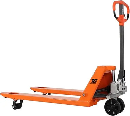 Tory Carrier Pallet Jack Hand Truck Manual Pallet Jacks 5500-Lb. Capacity, 27 x 48 Forks Standard Duty, Rubber Handle, Nylon Whe