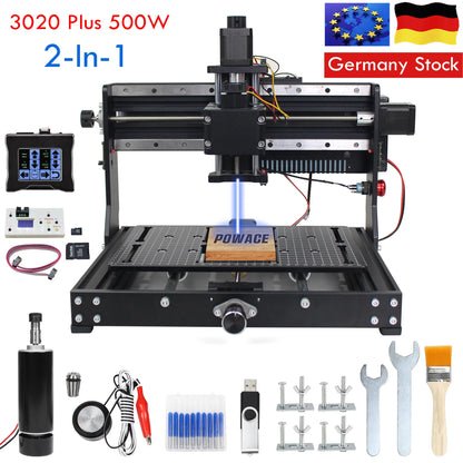 【USA&EU Stock】3020 Plus Max CNC Wood Router With 500w Spindle Metal Engraving Milling Machine GRBL DIY Laser Engraver 110V/220V