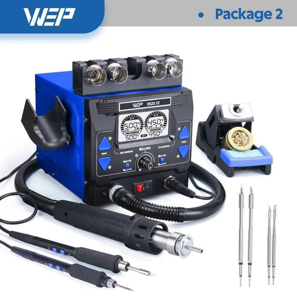 WEP 2-in-1 992D-III 1220W Hot Air Rework Station Microcomputer Digital Display C245 Soldering Iron Station Welding Repair Tool