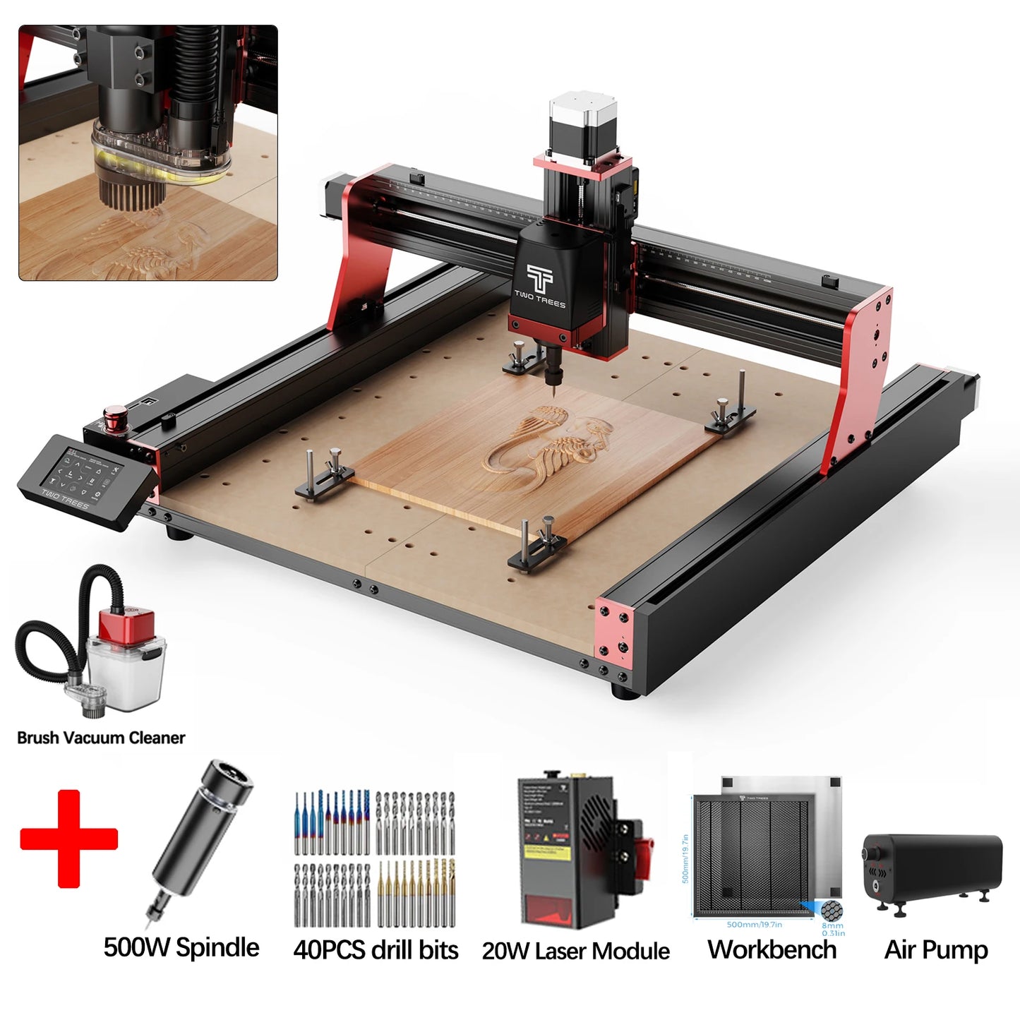 Twotrees TTC450 PRO 3-Axis/4-Axis CNC Router Milling Cutting Machine GRBL Laser Engraver For Wood Acrylic PCB PVC MDF Metal