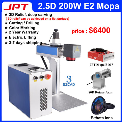 2.5D 300W Fiber Laser Marking Machine 200W JPT Mopa 3D Relief Laser Deep Engraving Ezcad3 Cutting Jewelry Engraving Metal 100W