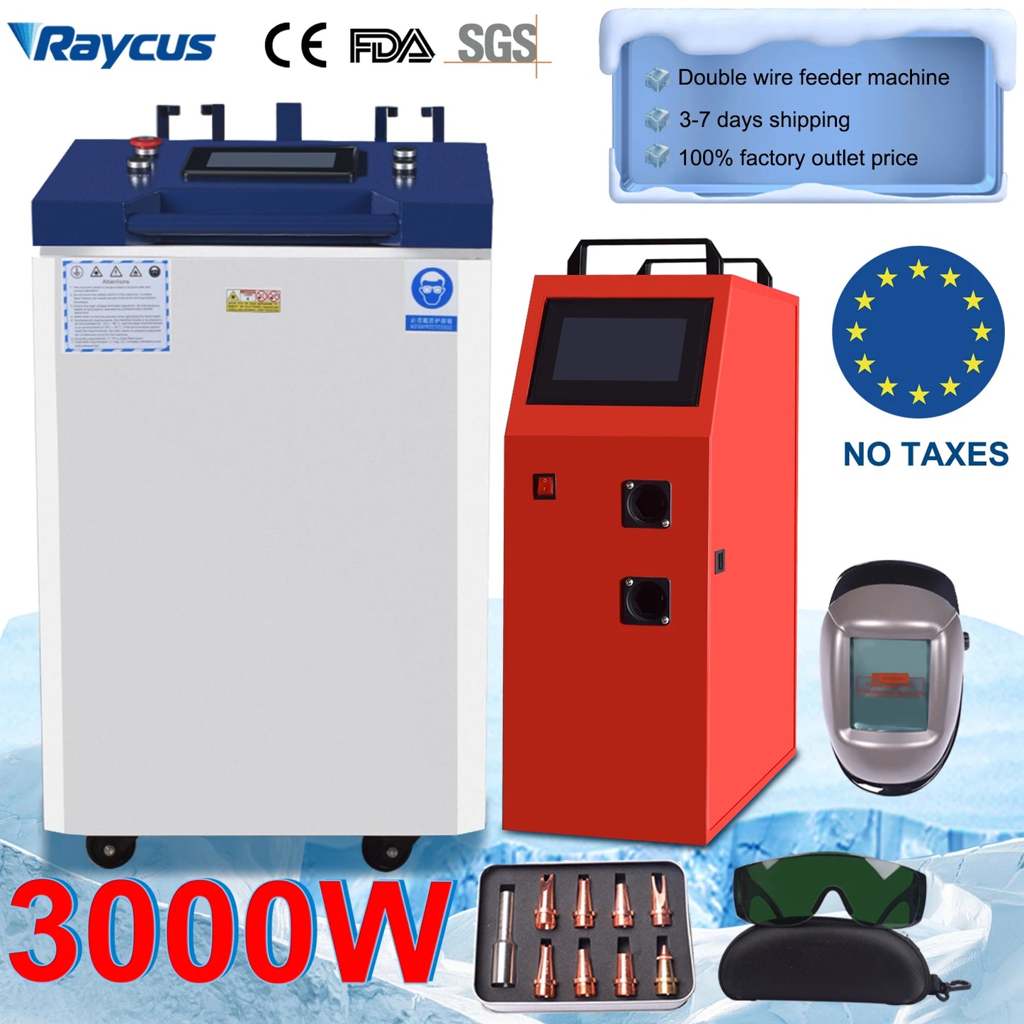 3000W 2000W 1500W Laser Welder 4 in 1 Laser Welding Cleaning Cutting Machine with Dual Wire Feeder Machine Handheld for Metal