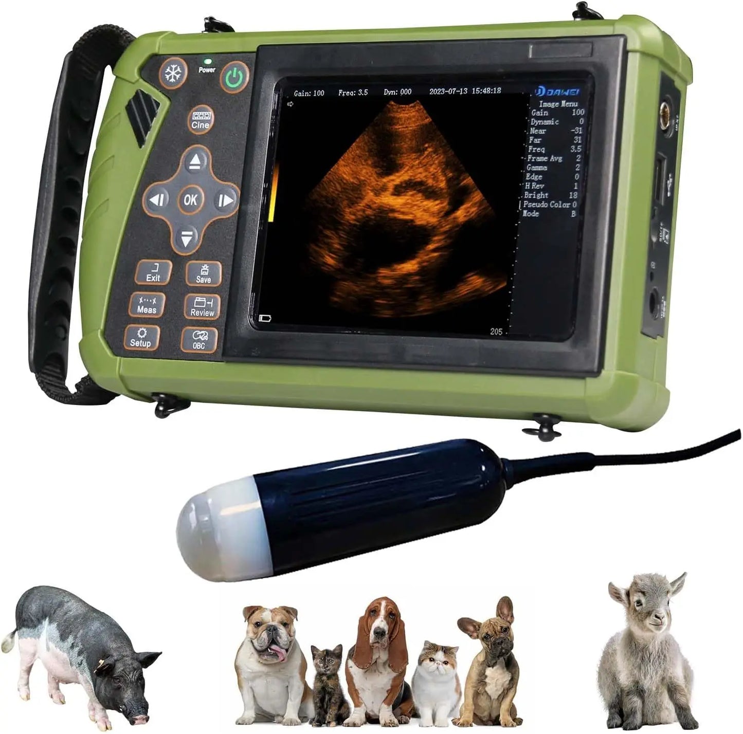 Portable Veterinary Ultrasound Scanner for Pregnancy Vet B Ultra Machine with 3.5MHz Convex Probe for Pig Sheep Dog Animals