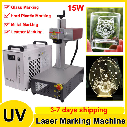15W UV Laser Marking Machine for Glass Crystal Metal Plastic Wood UV Laser Engraving Machine with 10W 15W 5W Laser Engraver