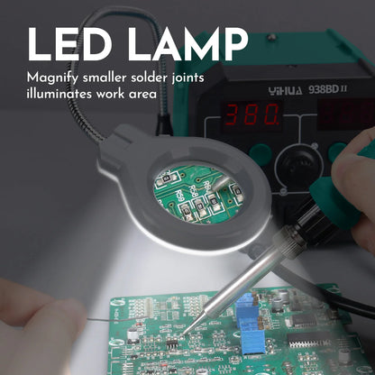 YIHUA 938BD-II 740W 2 in1 Soldering station with Hot Air handle And Soldering iron BGA Rework StationDesoldering Station LED Lam