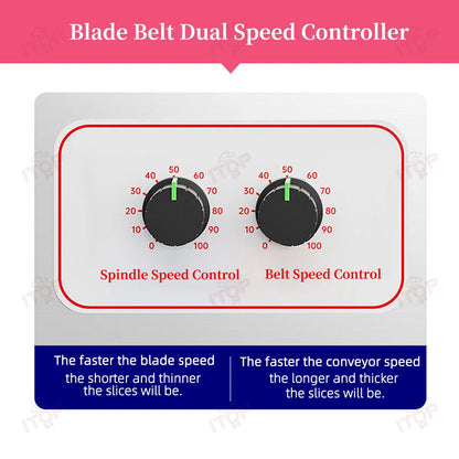 ITOP VC-C02 Vegetable Cutter Commercial Vegetable Cutting Machine Blade&Belt Dual Speed Controller 7cm Width Conveyor Belt