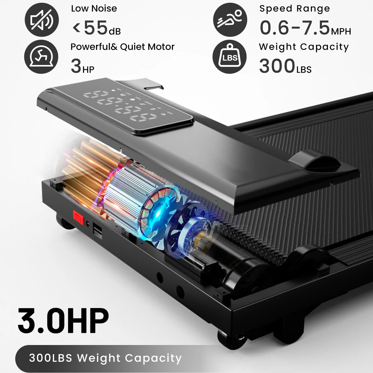 Treadmills for Home Foldable,Folding Walkingpad Treadmill MAX 300lbs APP Remote Control,Running Machine with Safety Handrail