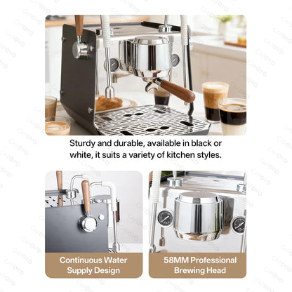 CAFOVO E102 Commercial Semi-Automatic Espresso Machine with PID Preinfusion Electronic Screen Control Storage Type Double Boiler