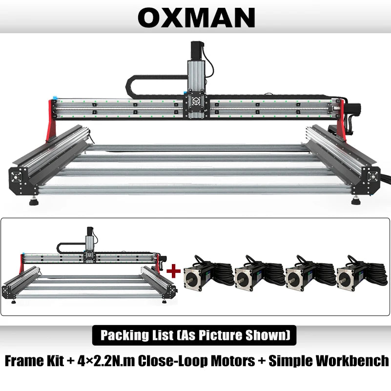 BulkMan3D OXMAN CNC Router Kit SFU1610 Ball Screw Dual Linear Rails 4-Axis Industrial Engraver for Metal Wood Acrylic Cutting