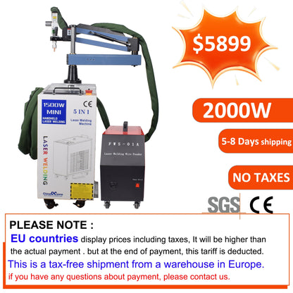 2000W New Energy Battery Welding 5 in 1 Fiber Laser Welding Cleaning Cutting Welding Machine Handheld Laser Welder for Metal